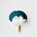 Elegant white preserved flower boutonniere with eucalyptus leaf for wedding and party decor - Style 49