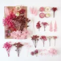 Set di materiale DIY di fiori secchi preservati per candele fatte a mano rosa e bianche. - A5-09