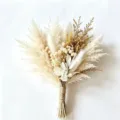 Mini Trockenblumenstrauß, weiße Pampasgras und braune Naturpflanzen Deko für Hochzeit. - Stil 34