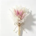 Mini Trockenblumen Strauß, rosa weiße Pampasgras Hasenschwänze mit Jute Schleife für Geschenke. - Stil 41