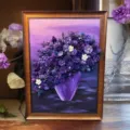 Purple 3D pinecone floral art painting framed wall decor home ornament gift for room 1pc - Size/80*60 (Finished, excluding frame/glass cover) / DA-4L