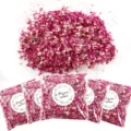 Natural dried flower petals detail shot, biodegradable wedding confetti in clear bags close up. - Style 15 (Bag)
