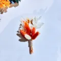 Mini dried flower bouquet, orange and white preserved floral arrangement for wedding and gift. - (One Bundle) / ANWHQ-03