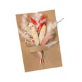 Mini dried flower bouquet with craft paper card for wedding decor, gift box, party accessory. - Style 9
