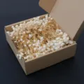 Mini dried baby breath flowers in kraft paper gift box, natural preserved floral decor for party. - Off White