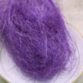 Purple sisal fiber packing material detail, gift box filler and wedding decorative accessory. - Purple