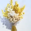Dried flower mini bouquet yellow white floral gift wedding boutonniere home decor - (One Bundle) / ANWHQ-05
