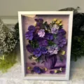 Caja de sombra de flores preservadas arte mural enmarcado floral morado regalo romantico - DA-10L
