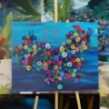 Pintura de lienzo de mapa de piña hecha a mano decoración de pared para sala de estar - DA-5L