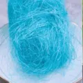 Blue raffia paper filler for gift box packaging, shredded grass for wedding decor and crafts. - Blue