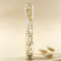Glas Reagenzglas Trockenblumen Mini Wunschflasche weisse Schleierkrautfrucht Variante - Cremeweißer Hasenschwanz Stern Wunsch
