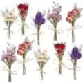 Assorted dried flower bouquets with stems and twine, colorful botanical decor variants for home. - Style A (10 Bundles)