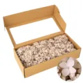 Dried hydrangea flowers in kraft paper window box for DIY floral arrangement and gifts. - Khaki