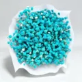 Blue baby's breath dried flower bouquet with white wrapping paper for gift and home decor. - Navy Blue