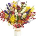 Colorful mixed dried flower bouquet in vase for home decor and wedding floral arrangement - Long Bouquet 001