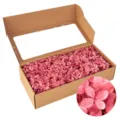 Pink preserved hydrangea dried flowers in a kraft paper window box for DIY floral gifts. - Watermelon red