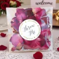 Natural dried rose petals wedding confetti in clear bag with throw me sticker for party decor. - Style 18 (Bag)
