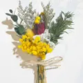 Colorful dried flower mini bouquet, preserved rose floral arrangement with natural jute bow. - (One Bundle) / ANWHQ-014
