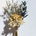 Mini preserved dried flower bouquet yellow rose eucalyptus leaf corsage for wedding gift - (One Bundle) / ANWHQ-017