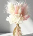 Mini preserved dried flower bouquet pink white floral arrangement for wedding gifts gift box - Pink White