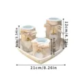 Nordic vintage wooden heart candlestick set with tray, rustic home decor aroma candle holder. - Natural Wood Color