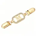 Gold rhinestone letter M sweater clip detail, elegant shawl pin brooch for dress waist tightening. - Gold Letter M