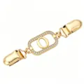 Rhinestone letter O sweater clip detail, golden metal duckbill clasp for shawl and dress cincher. - Gold Letter O
