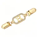 Gold rhinestone letter R sweater clip cardigan collar brooch pin decorative metal dress cinch. - Gold Letter R