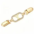Gold rhinestone letter Y cardigan clip sweater shawl brooch clothing fastener clasp - Gold Letter Y