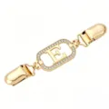 Rhinestone Letter E Sweater Clip Gold Cardigan Shawl Brooch Dress Waist Cinch Pin - Gold Letter E