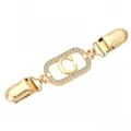 Gold rhinestone letter C sweater clip cardigan shawl fastener vintage brooch dress waist pin - Gold Letter C