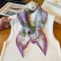 Écharpe en mousseline florale fraîche coréenne foulard élégant doux léger accessoire été - Floral Violet