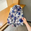 Floral print summer lightweight long scarf elegant sun protection beach shawl wrap for women - Style 4