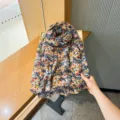 Vintage floral print summer scarf, elegant lightweight women's sun protection shawl and wrap. - Style 9
