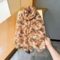 Floral print summer silk scarf, retro botanical design women mid-long sun protection shawl - Color 5