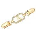 Gold Rhinestone Letter A Sweater Clip Shawl Cardigan Collar Clip Dress Cinch Accessory - Gold Letter A