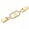 Gold rhinestone letter B sweater clip vintage cardigan shawl collar clips dress cinch fastener - Gold Letter B