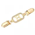 Gold-tone rhinestone letter H sweater clip, chic shawl brooch and waist tightening pin. - Gold Letter H