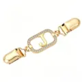 Gold rhinestone letter J sweater clip cardigan shawl clasp fashion dress waist cinch accessory. - Gold Letter J