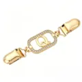 Gold rhinestone letter Q sweater clip cardigan shawl fastener vintage decorative dress pin - Gold Letter Q