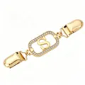 Gold rhinestone letter S sweater clip cardigan shawl clasp dress waist tightener pin. - Gold Letter S