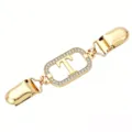 Gold tone rhinestone letter T sweater clip cardigan shawl collar clip retro dress clasp fashion. - Gold Letter T