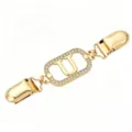 Gold rhinestone letter U sweater clip vintage cardigan shawl collar brooch metal clasp fastener - Gold Letter U