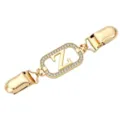 Gold-tone rhinestone letter Z sweater clip, stylish shawl collar clasp dress brooch for women. - Gold Letter Z