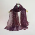 Women fashion sequin scarf casual elegant shimmering glitter headscarf for spring autumn - 70*170cm / Purple