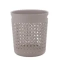 Plastic hollow wastebasket, grey cutout trash can for home bathroom and living room use. - Light Gray