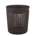 Plastic openwork waste basket brown round trash can for home bathroom and office - Dark Coffee
