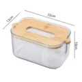 Nordische minimalistische transparente Plastik-Taschentuchbox mit Holzdeckel 22x12x10cm - Weiß