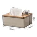 Wooden lid clear plastic tissue box desktop multi-functional storage organizer for home - Coffee