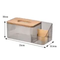 Moderner Kosmetik- und Taschentuchbox mit Bambusdeckel, transparenter Organizer 25x11.5x10cm - Grau